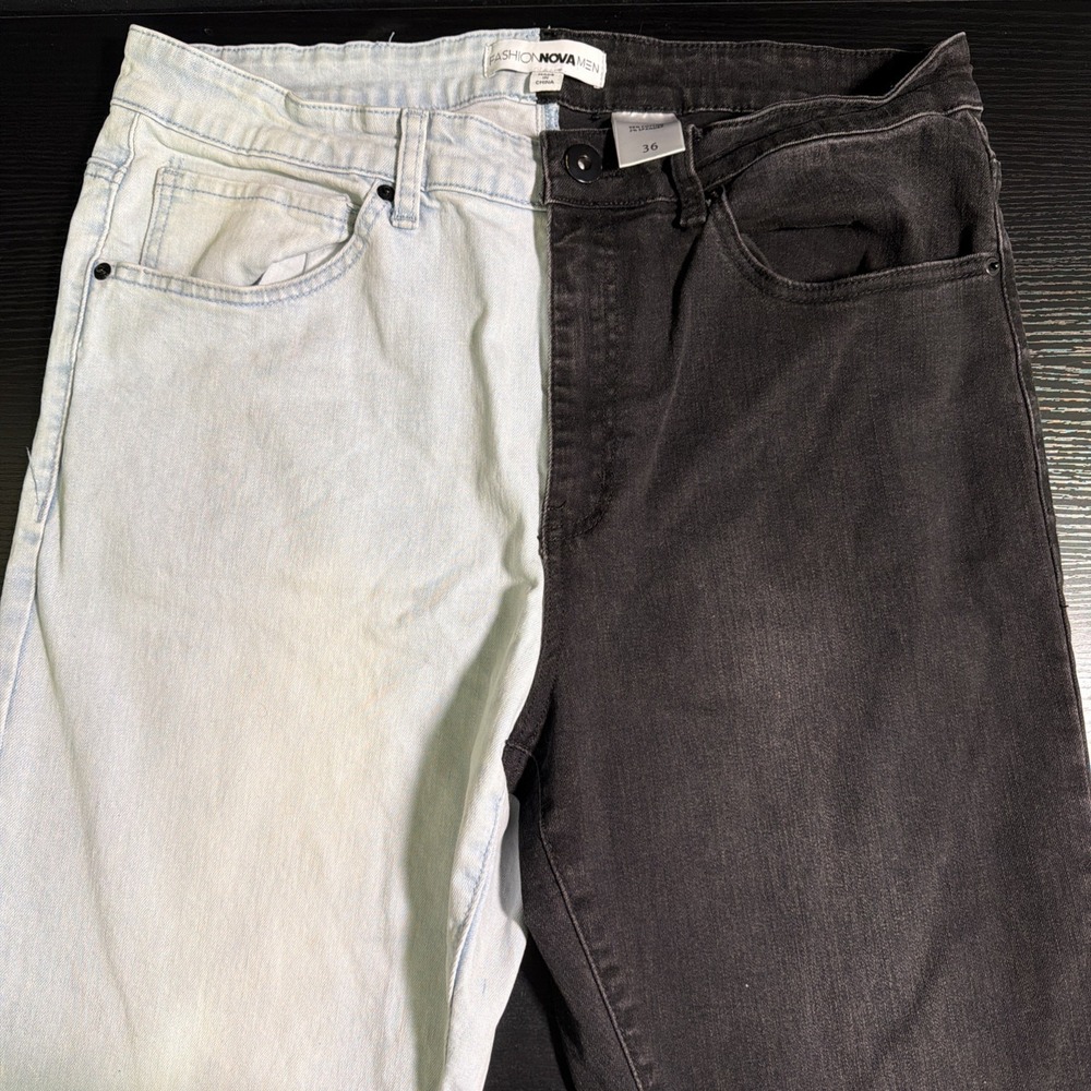 Fashion Nova Men's Two-Tone Skinny Jeans Size 36 Casual Denim
